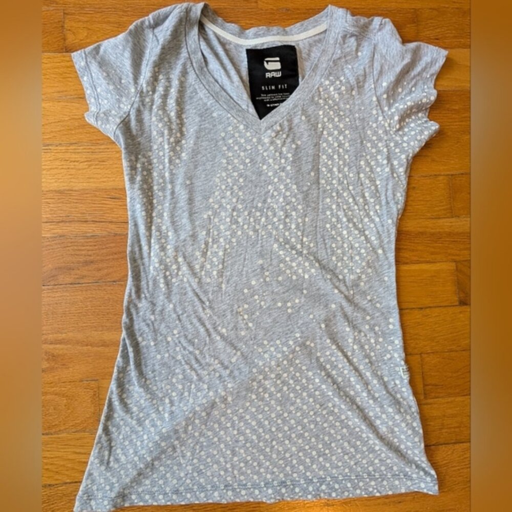 G-Star Light Gray Patterned Womens Tee